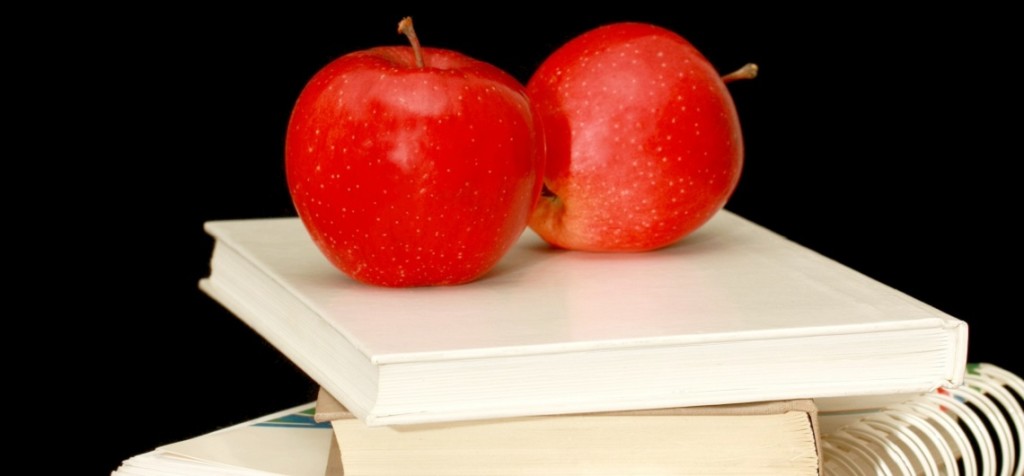 books with apples